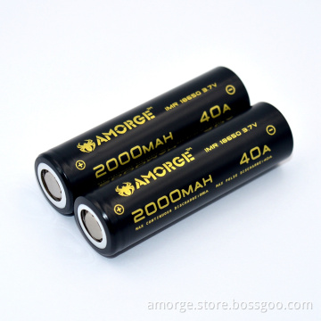 Amorge IMR18650 3.7V 2000mAh 40A High Drain Rechargeable Battery